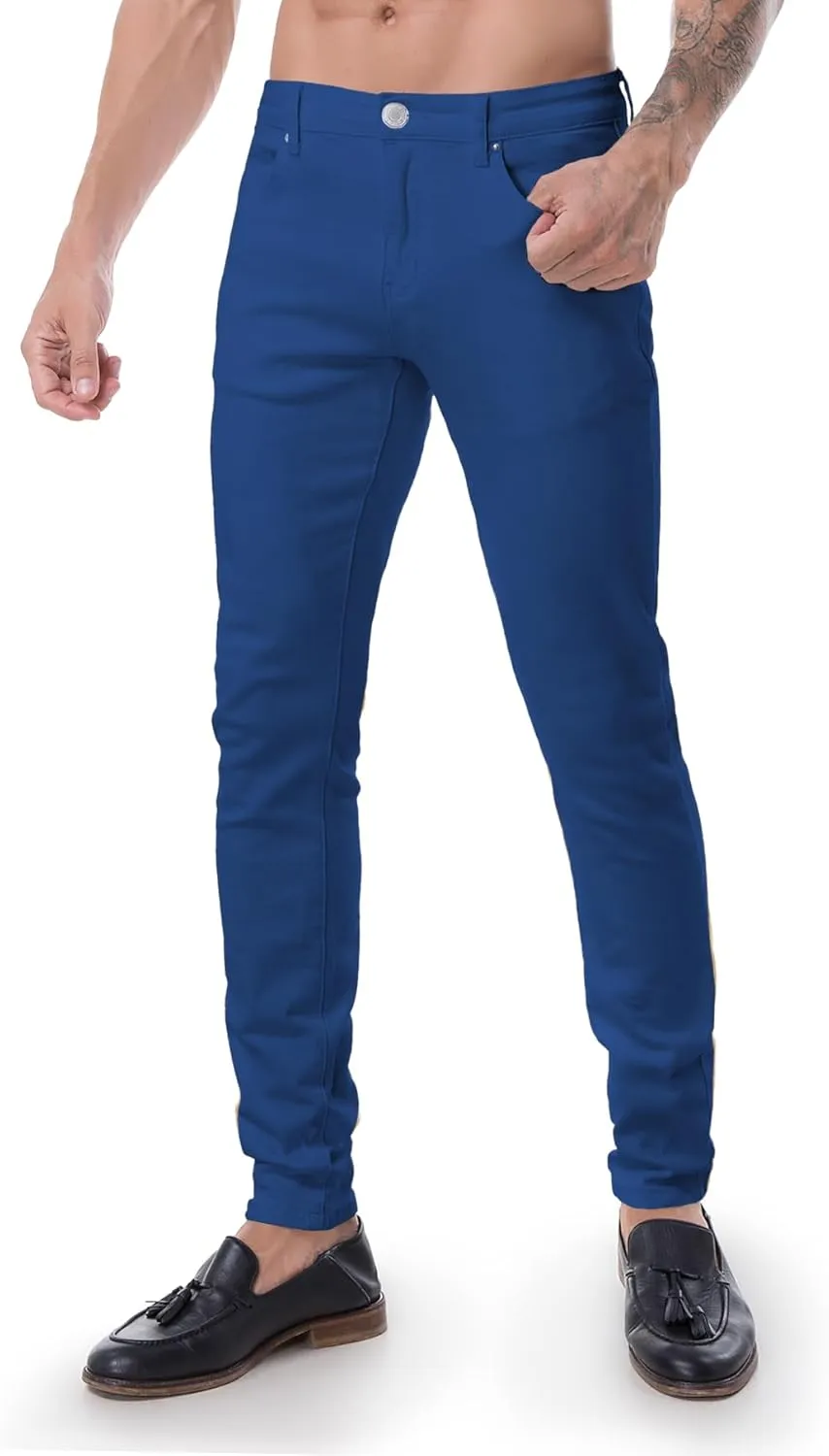 ABSECAI Mens Jeans Pants Skinny Slim Fit Comfy Fashion Denim Stretch Fit