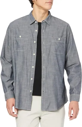 Amazon Essentials Men's Regular-Fit Long-Sleeve Chambray Shirt