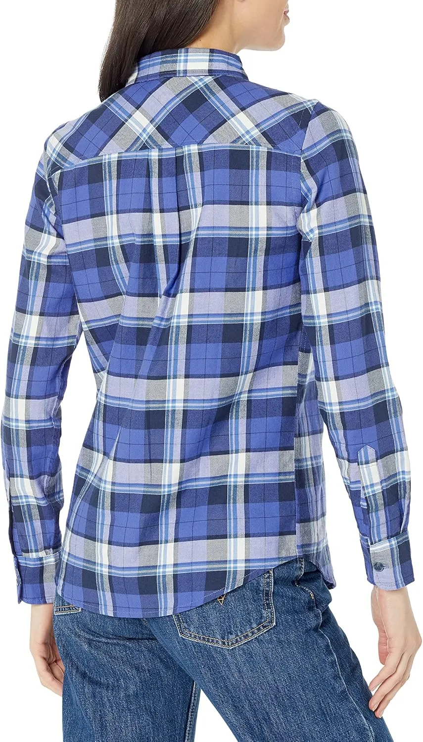 Amazon Essentials Women's Classic-Fit Long-Sleeve Lightweight Plaid Flannel Shirt
