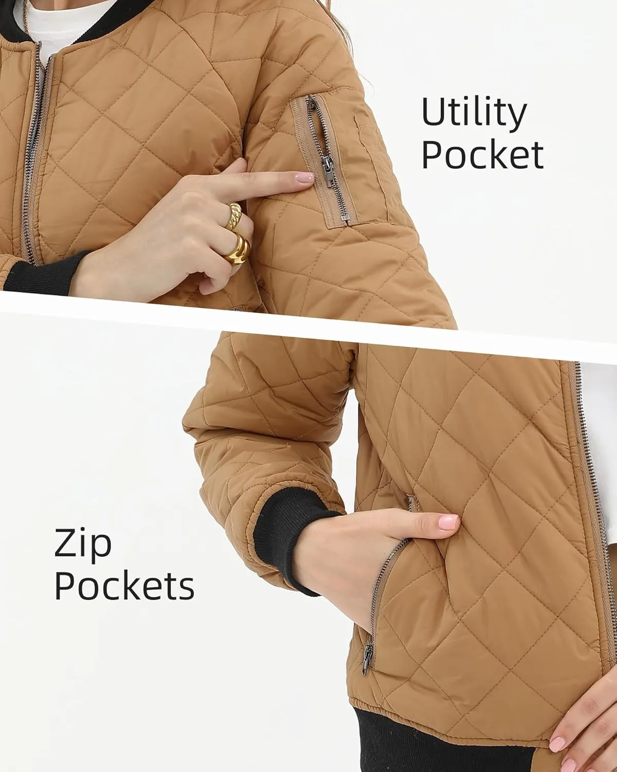 Argstar Women's Quilted Bomber Jakcet with 5 Pockets (XS-XXL)