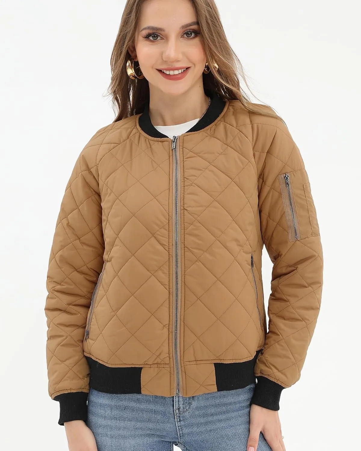Argstar Women's Quilted Bomber Jakcet with 5 Pockets (XS-XXL)