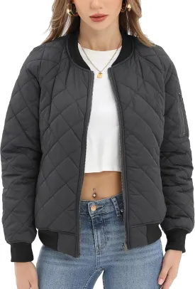 Argstar Women's Quilted Bomber Jakcet with 5 Pockets (XS-XXL)