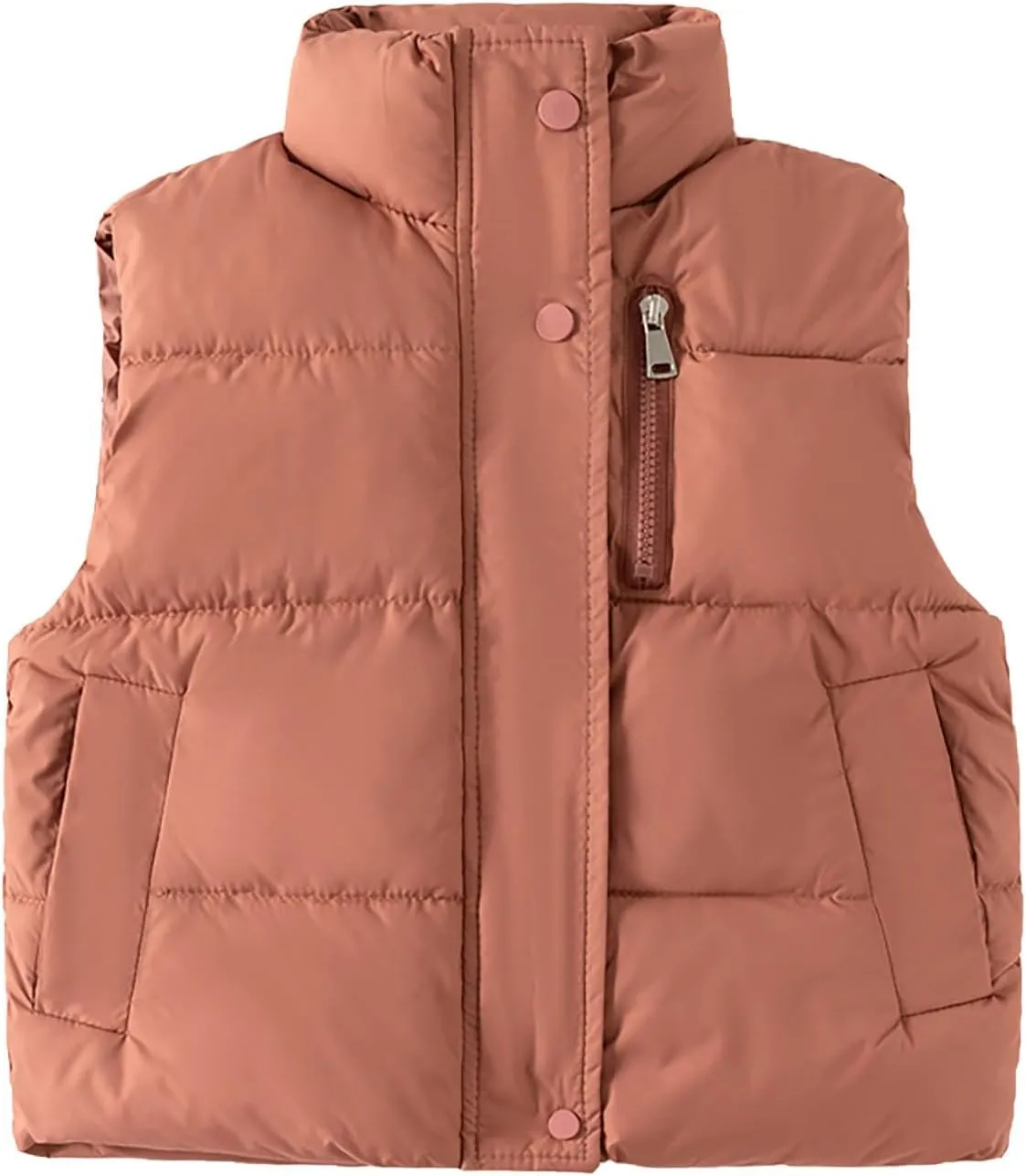 Baby Boy Girl Puffer Vest Coats Kids Sleeveless Jacket Full Zip Waistcoat Fleece Lined Light Gilet Outwear