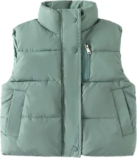 Baby Boy Girl Puffer Vest Coats Kids Sleeveless Jacket Full Zip Waistcoat Fleece Lined Light Gilet Outwear