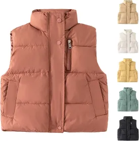 Baby Boy Girl Puffer Vest Coats Kids Sleeveless Jacket Full Zip Waistcoat Fleece Lined Light Gilet Outwear
