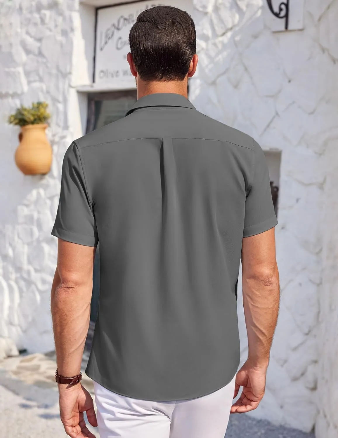 COOFANDY Men's Casual Button Down Shirts Short Sleeve Summer Beach Vacation Untucked Dress Shirts with Pocket