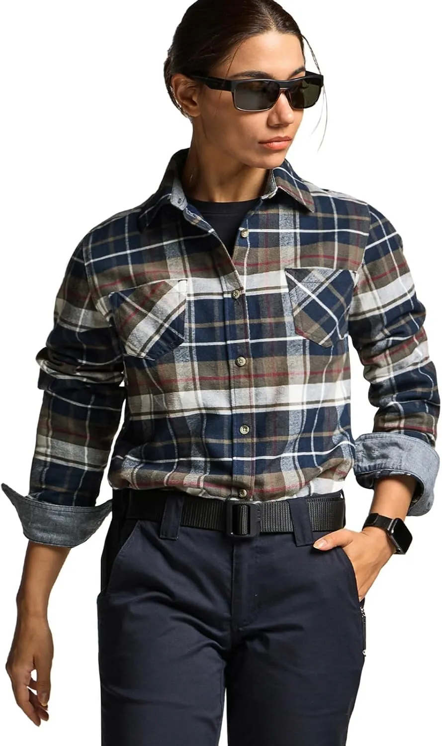 CQR Women's Plaid Flannel Shirt Long Sleeve, All-Cotton Soft Brushed Casual Button Down Shirts