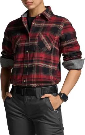 CQR Women's Plaid Flannel Shirt Long Sleeve, All-Cotton Soft Brushed Casual Button Down Shirts