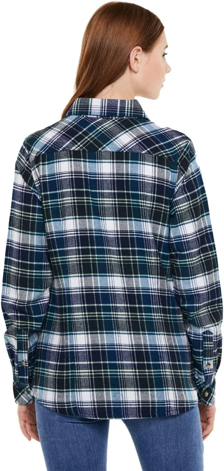 CQR Women's Plaid Flannel Shirt Long Sleeve, All-Cotton Soft Brushed Casual Button Down Shirts