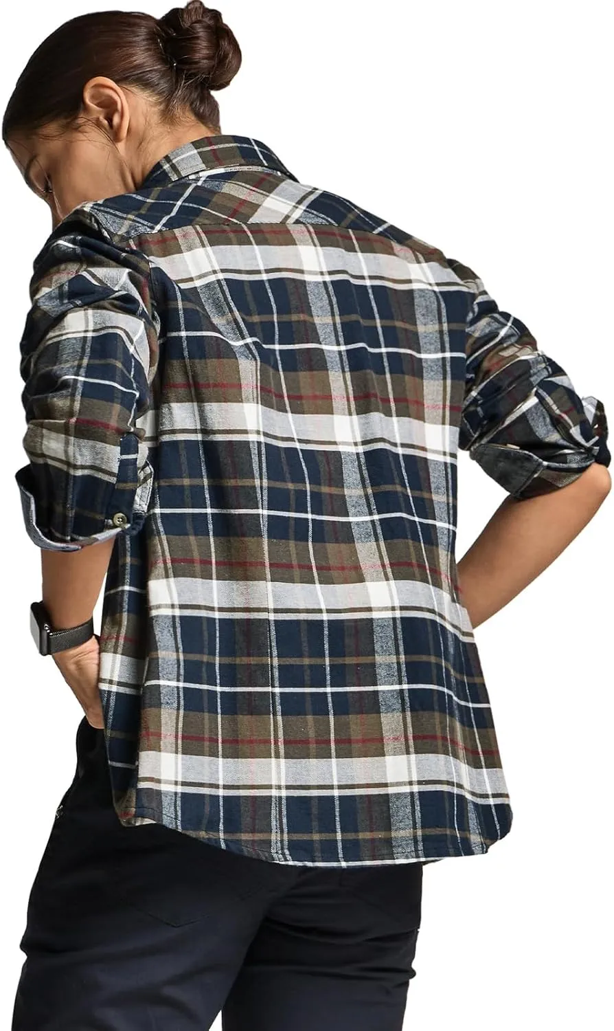 CQR Women's Plaid Flannel Shirt Long Sleeve, All-Cotton Soft Brushed Casual Button Down Shirts