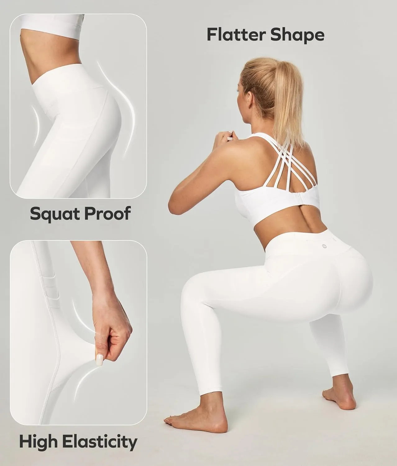 Ewedoos Leggings with 5 Pockets for Women Yoga Pants 25"/ 27" Workout Leggings for Women Tummy Control Running