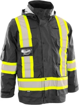Forcefield 4-in-1 Hi-Vis Safety Parka Removable Bomber Jacket Reflective Tape Ripstop Fabric Water & Windproof Mesh-Lined