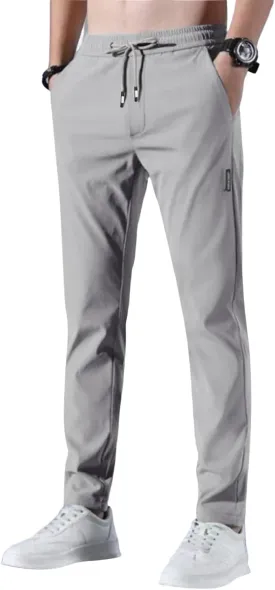 Glide Pants Men Quick Dry Breathable Pants Stretch Elastic Waist Drawstring Active Hiking Trousers with Pockets