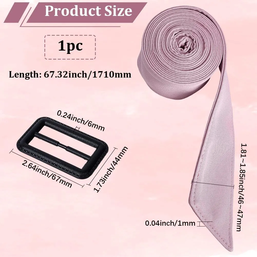 GORGECRAFT Women Trench Coat Belt 67 Inch Adjustable Overcoat Waistband with Buckle 1.8 Inch Wide Pearl Pink Wind Coat Replacement Cloth Sash Belt Tunics Girdle Tie Knot Cinch Robe Tunics Girdle Band