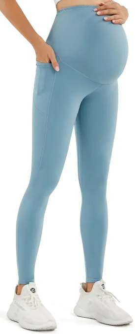 JOYSPELS Smooth Feeling Maternity Leggings Over The Belly with Pockets Workout Pregnancy Leggings