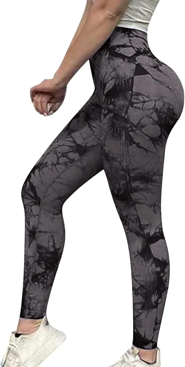 Litthing Scrunch Butt Leggings, Tie Dye Seamless Leggings for Women, Butt Lifting Workout High Waist Yoga Pants