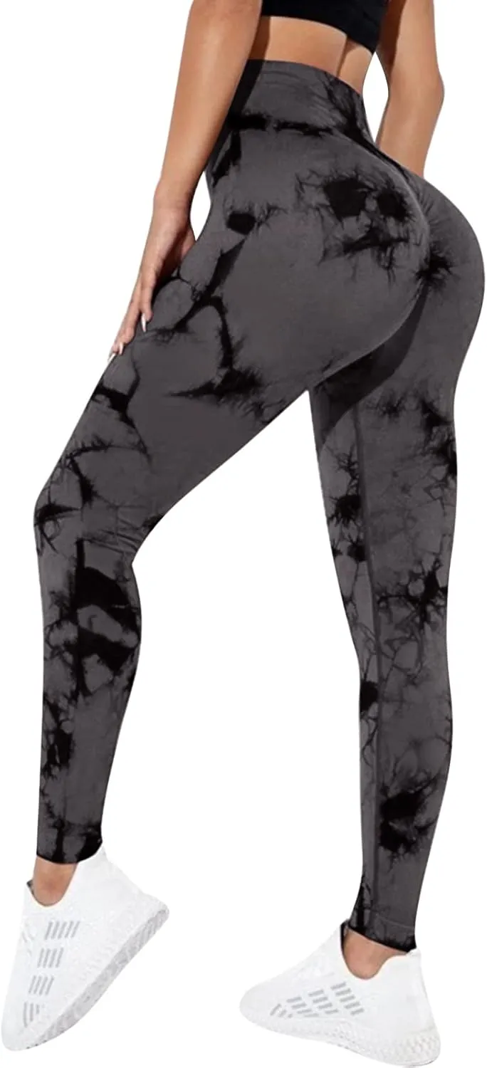 Litthing Scrunch Butt Leggings, Tie Dye Seamless Leggings for Women, Butt Lifting Workout High Waist Yoga Pants