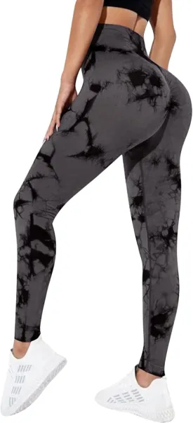 Litthing Scrunch Butt Leggings, Tie Dye Seamless Leggings for Women, Butt Lifting Workout High Waist Yoga Pants