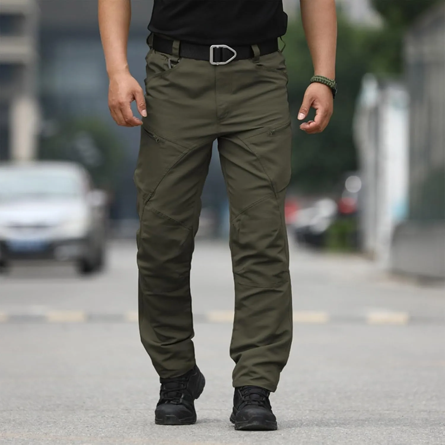 Men Cargo Pants Baggy Casual Trousers Water Resistant Straight Work Pants Multi Pockets Hiking Tactical Pants