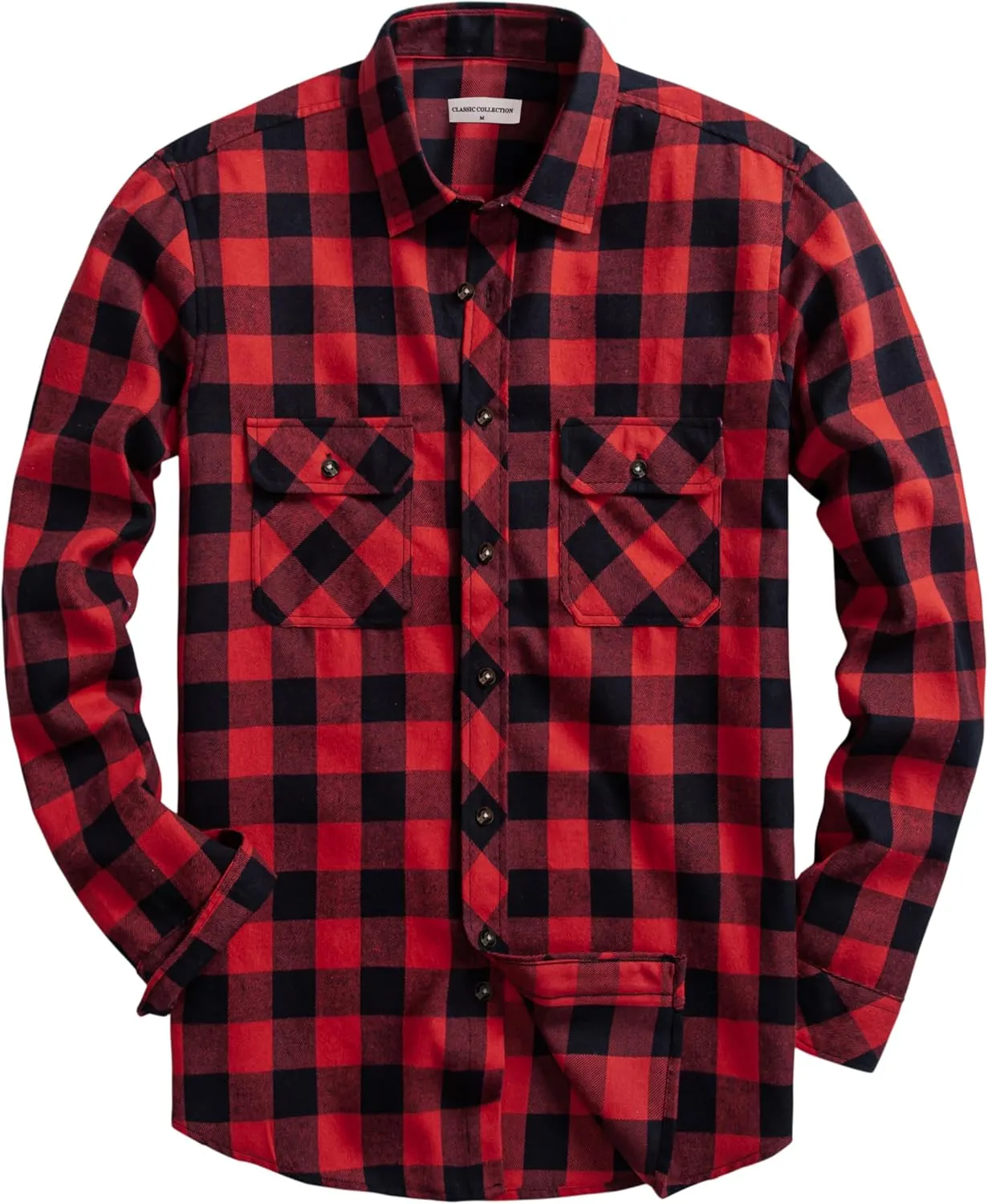 Mens Flannel Plaid Shirts Regual Fit Casual Long Sleeve Button Down Fleece Shirts
