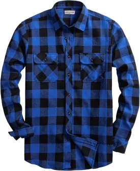 Mens Flannel Plaid Shirts Regual Fit Casual Long Sleeve Button Down Fleece Shirts