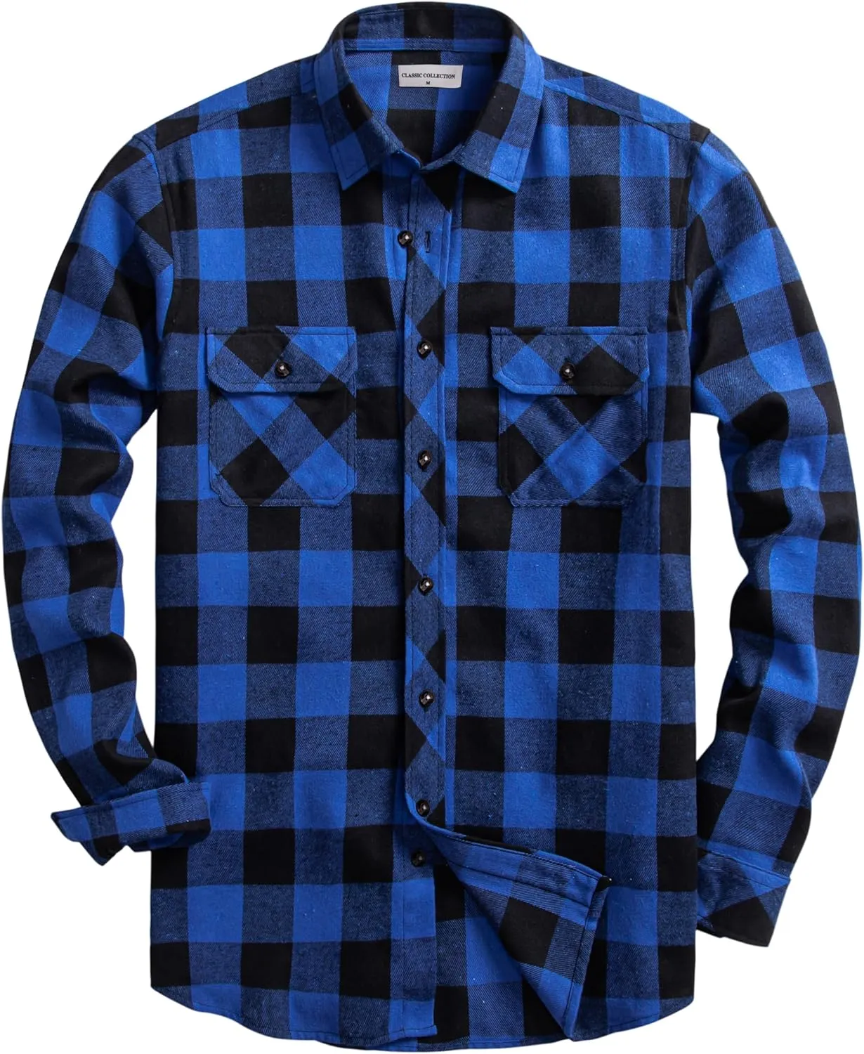 Mens Flannel Plaid Shirts Regual Fit Casual Long Sleeve Button Down Fleece Shirts