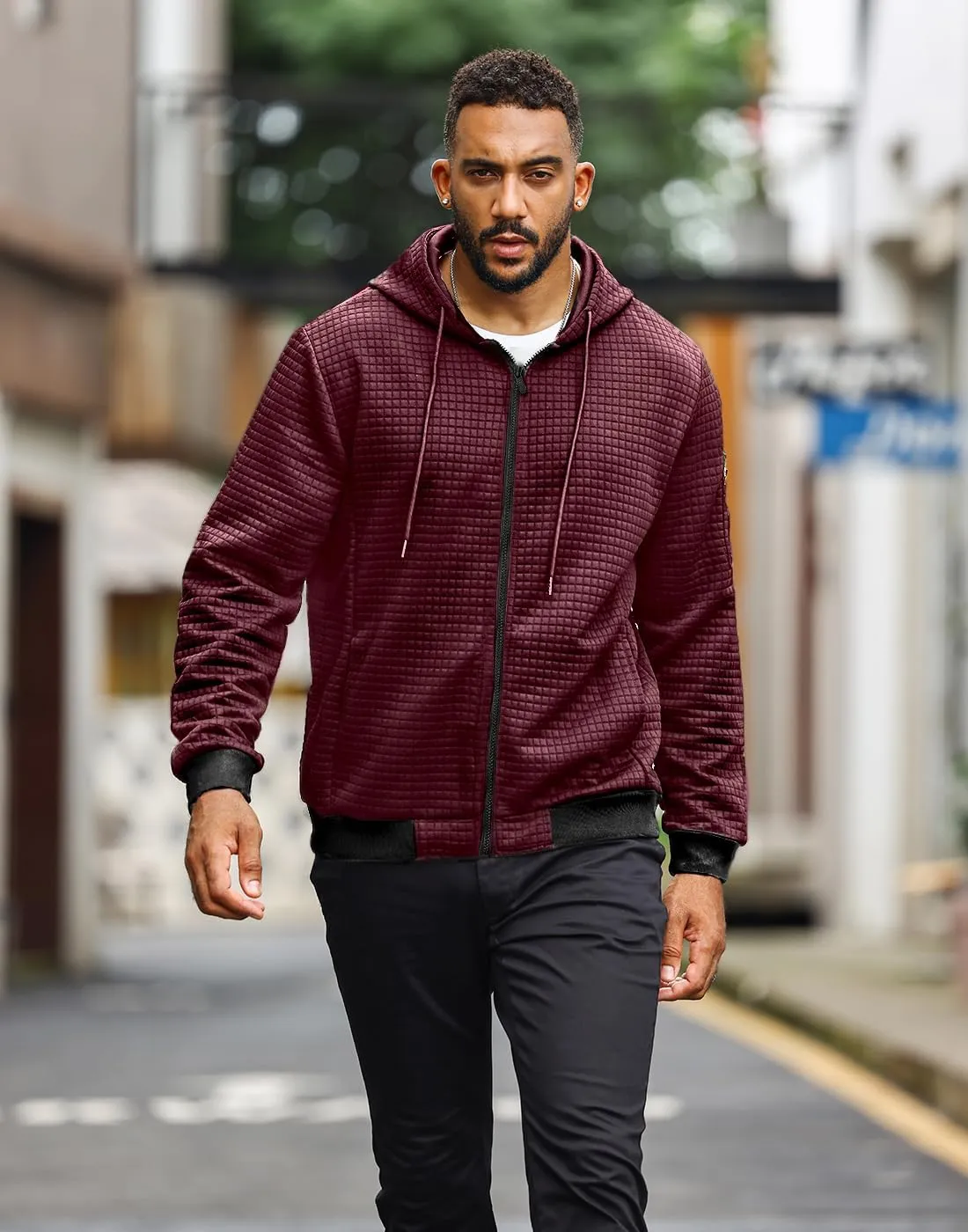 Mens Lightweight Hoodie Full Zip Sweatshirt Casual Jacket Coat