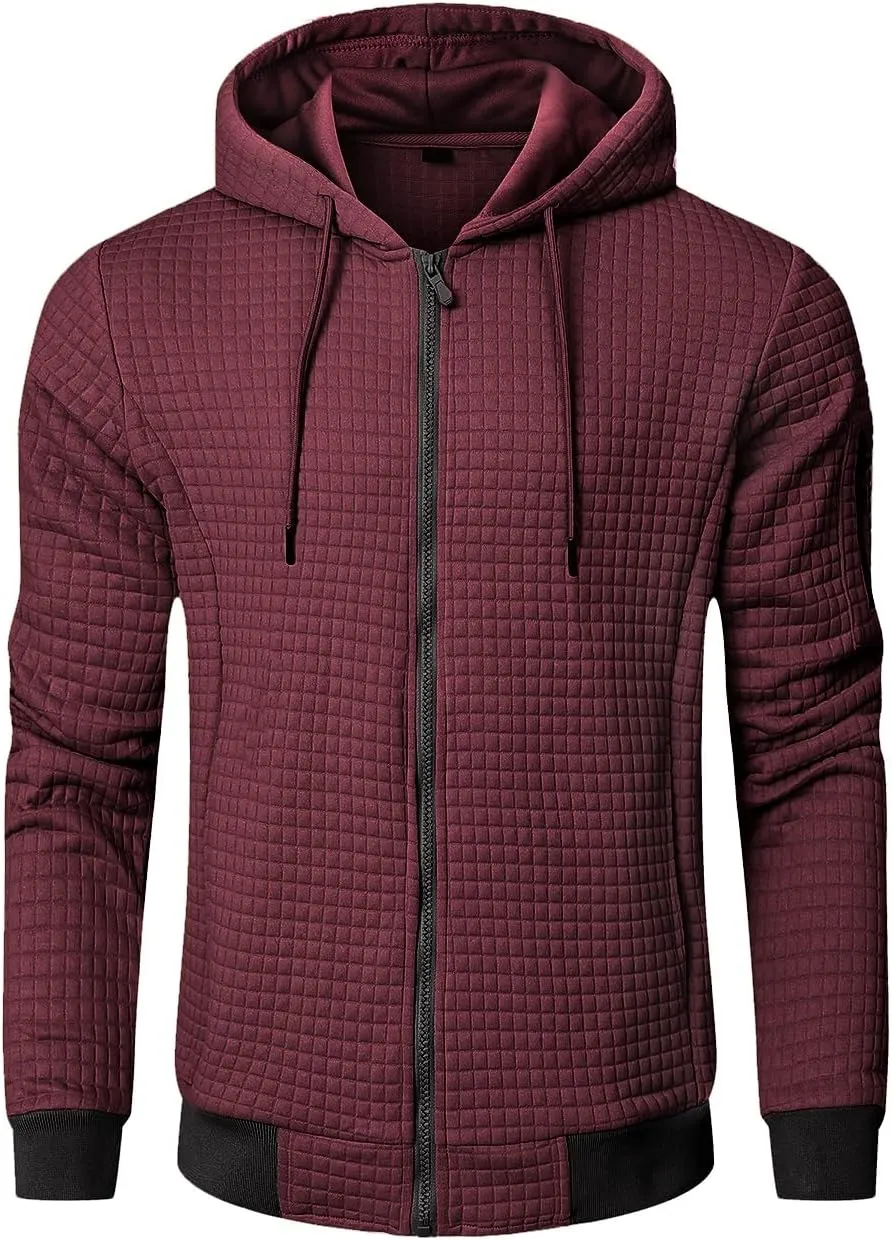 Mens Lightweight Hoodie Full Zip Sweatshirt Casual Jacket Coat
