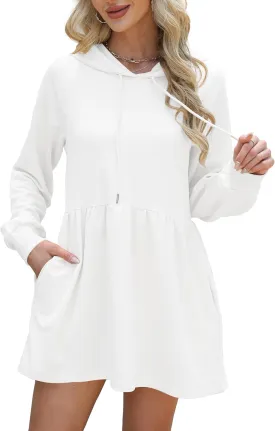 NANYUAYA Women Hoodie Sweatshirt Long Sleeve Pullover Fall Trendy Hooded Sport Dress with Pockets