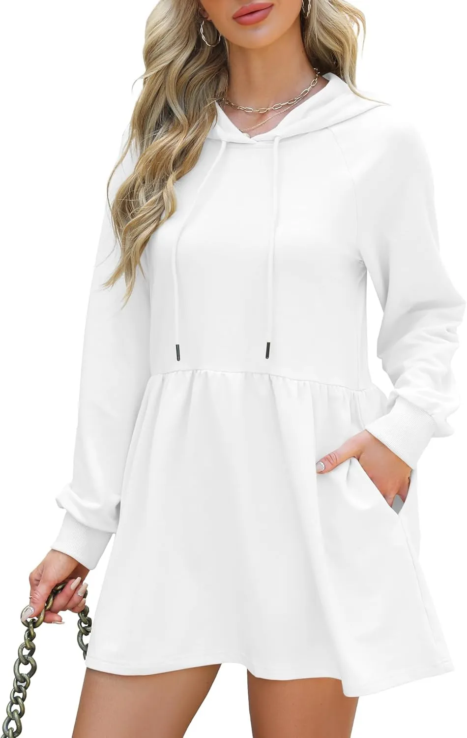 NANYUAYA Women Hoodie Sweatshirt Long Sleeve Pullover Fall Trendy Hooded Sport Dress with Pockets