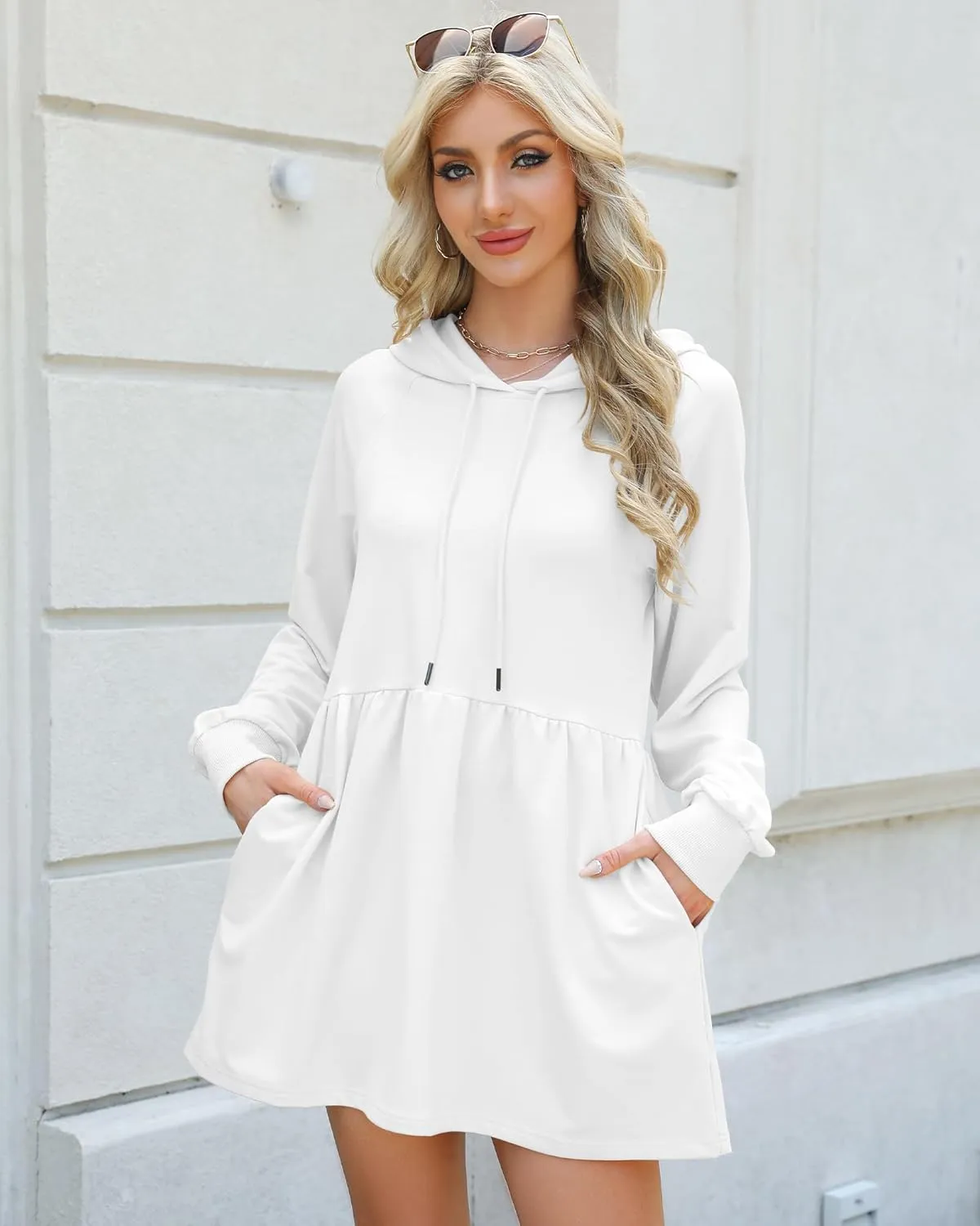 NANYUAYA Women Hoodie Sweatshirt Long Sleeve Pullover Fall Trendy Hooded Sport Dress with Pockets