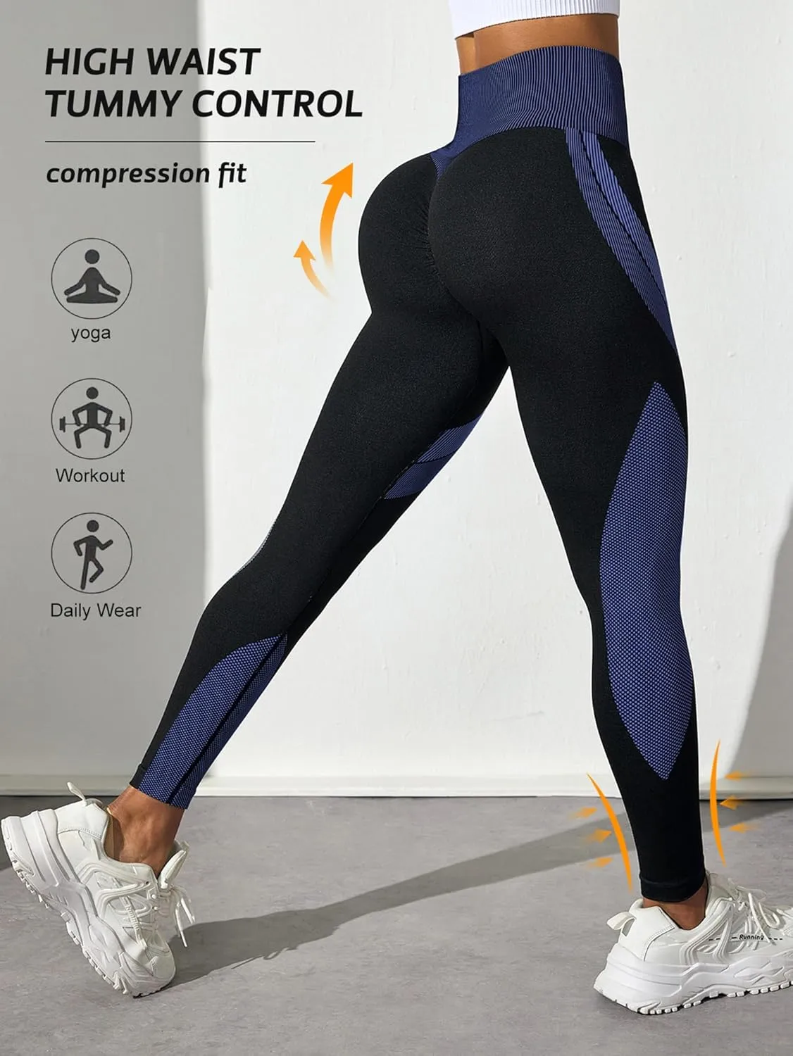 Regular and Plus Size Leggings for Women,Seamless Scrunch Butt Lifting High Waisted Leggings Tummy Control Yoga Pants