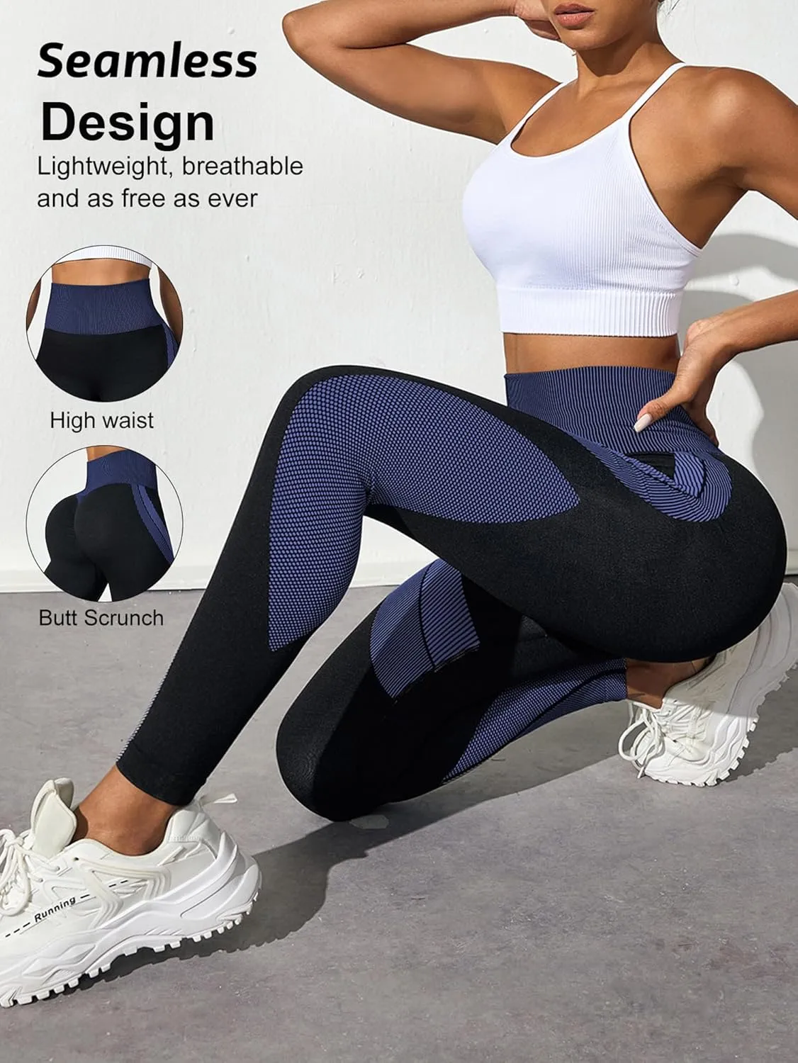 Regular and Plus Size Leggings for Women,Seamless Scrunch Butt Lifting High Waisted Leggings Tummy Control Yoga Pants