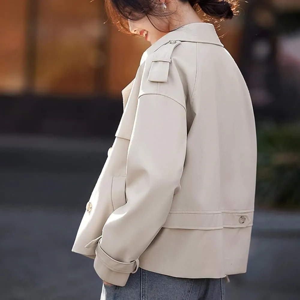 Short Trench Coat for Women 2024, Casual and Simple Women's Stylish Versatile Short Trench Coat
