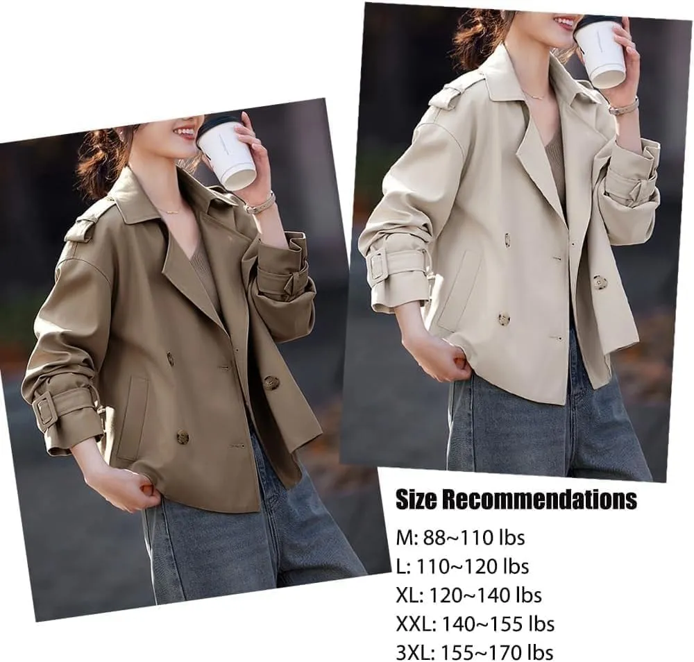 Short Trench Coat for Women 2024, Casual and Simple Women's Stylish Versatile Short Trench Coat