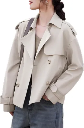 Short Trench Coat for Women 2024, Casual and Simple Women's Stylish Versatile Short Trench Coat
