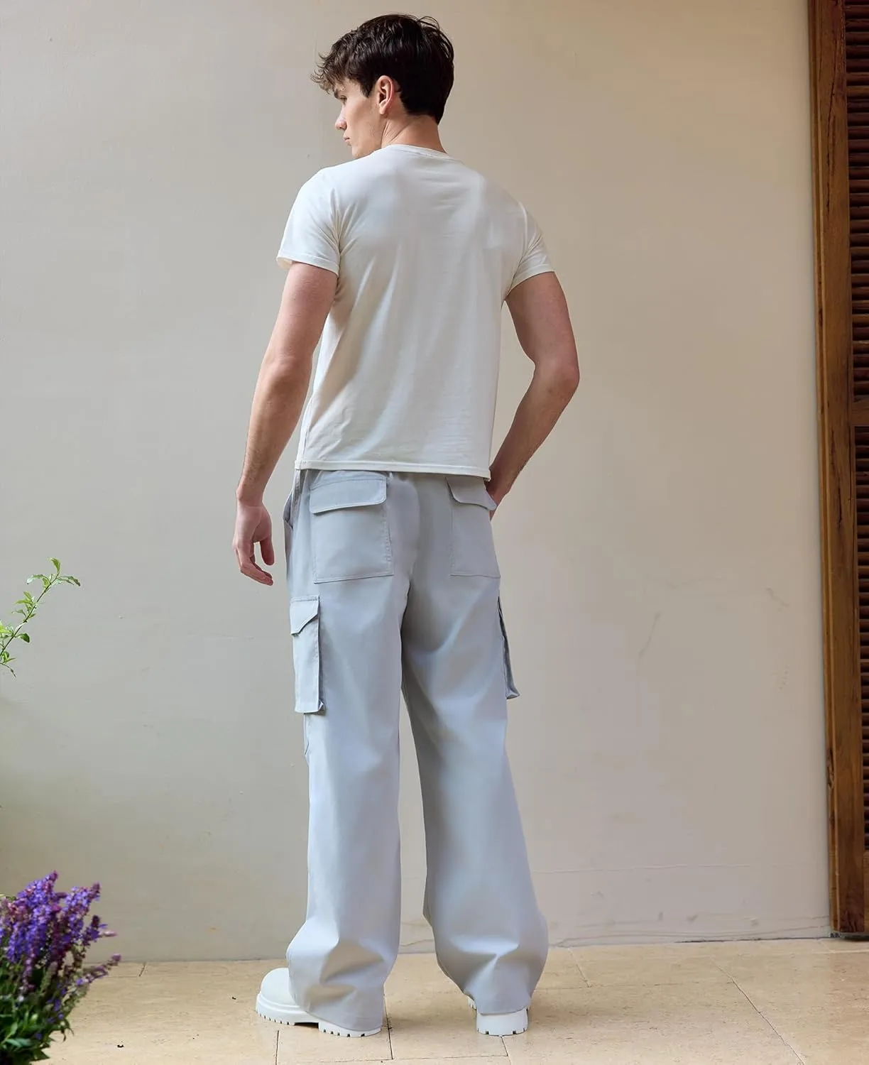 Susclude Mens Baggy Cargo Pants Big and Tall Wide Leg Sweatpants Summer Lightweight Elastic Waist Casual Pants for 2025
