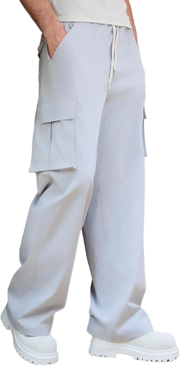Susclude Mens Baggy Cargo Pants Big and Tall Wide Leg Sweatpants Summer Lightweight Elastic Waist Casual Pants for 2025