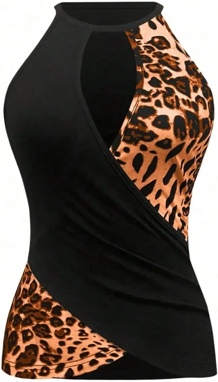 SweatyRocks Women's Ruched Cut Out Criss Cross Wrap Halter Top Sleeveless Cami Tank Top