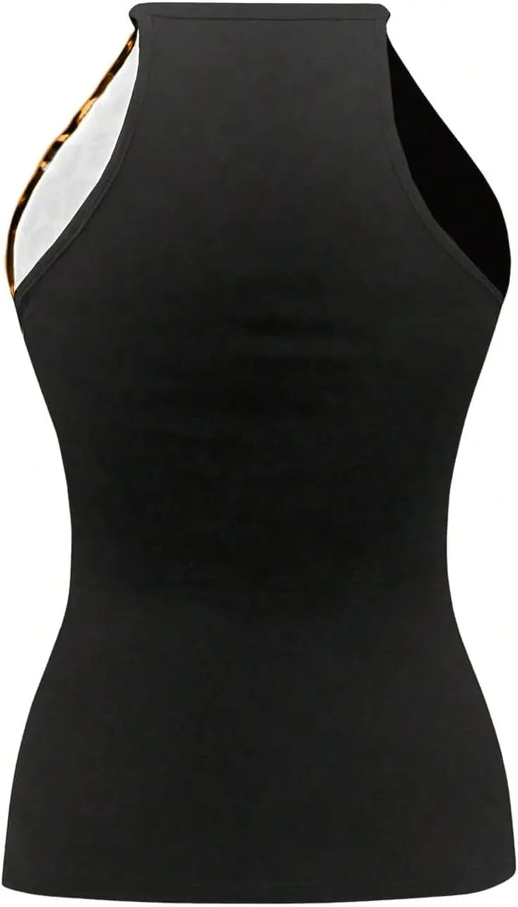 SweatyRocks Women's Ruched Cut Out Criss Cross Wrap Halter Top Sleeveless Cami Tank Top