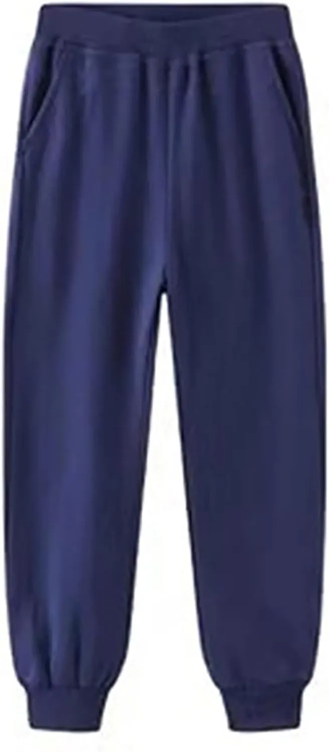 Unisex Casual Sweatpants Boys Girls Solid Color Jogger Pant Cotton Pull-On Athletic Playwear Pants