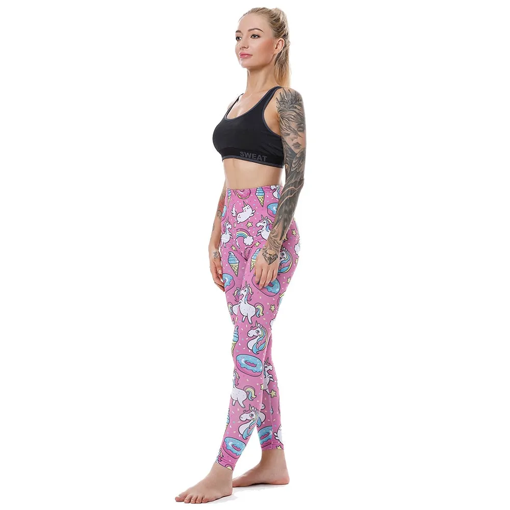VenusFox High Waist Push Up Donuts Unicorn Sexy Fitness Leggings