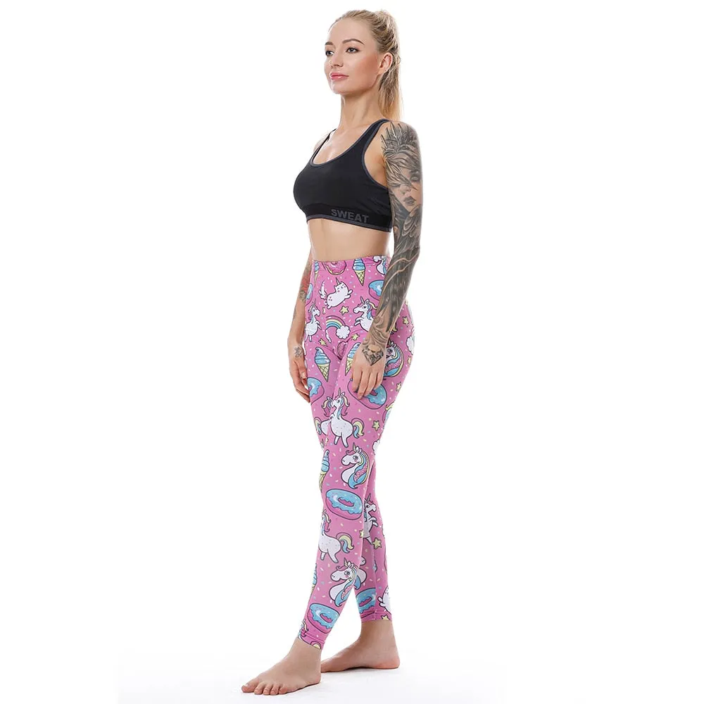 VenusFox High Waist Push Up Donuts Unicorn Sexy Fitness Leggings