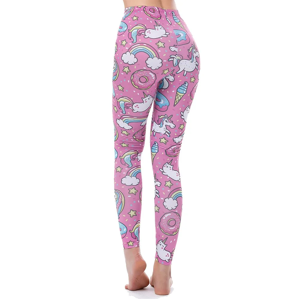 VenusFox High Waist Push Up Donuts Unicorn Sexy Fitness Leggings