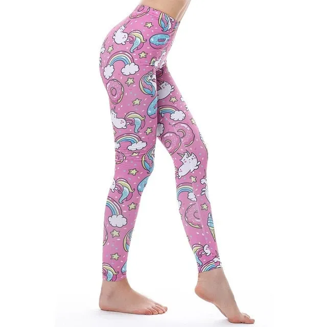 VenusFox High Waist Push Up Donuts Unicorn Sexy Fitness Leggings