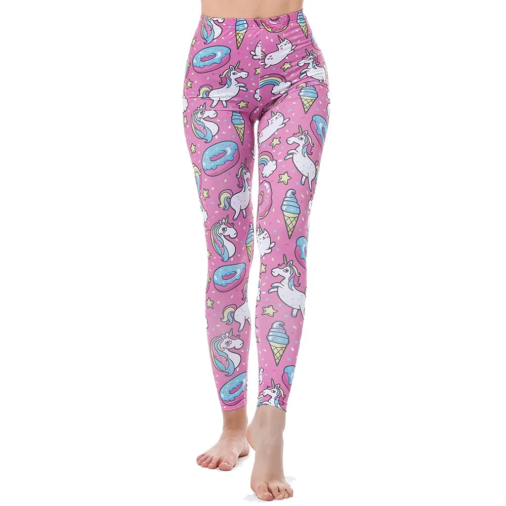 VenusFox High Waist Push Up Donuts Unicorn Sexy Fitness Leggings
