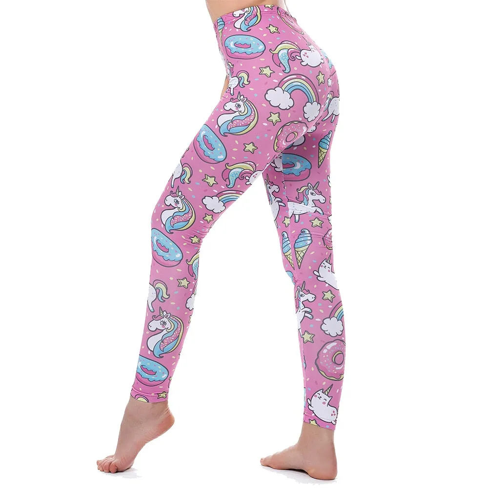 VenusFox High Waist Push Up Donuts Unicorn Sexy Fitness Leggings