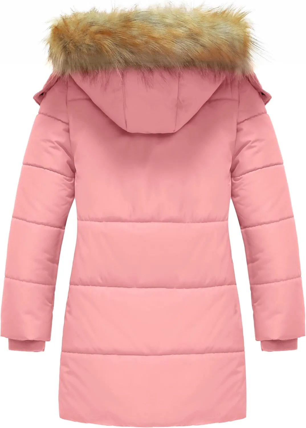 wantdo Girl's Winter Coat Long Puffer Jacket Fleece Parka with Hood Waterproof