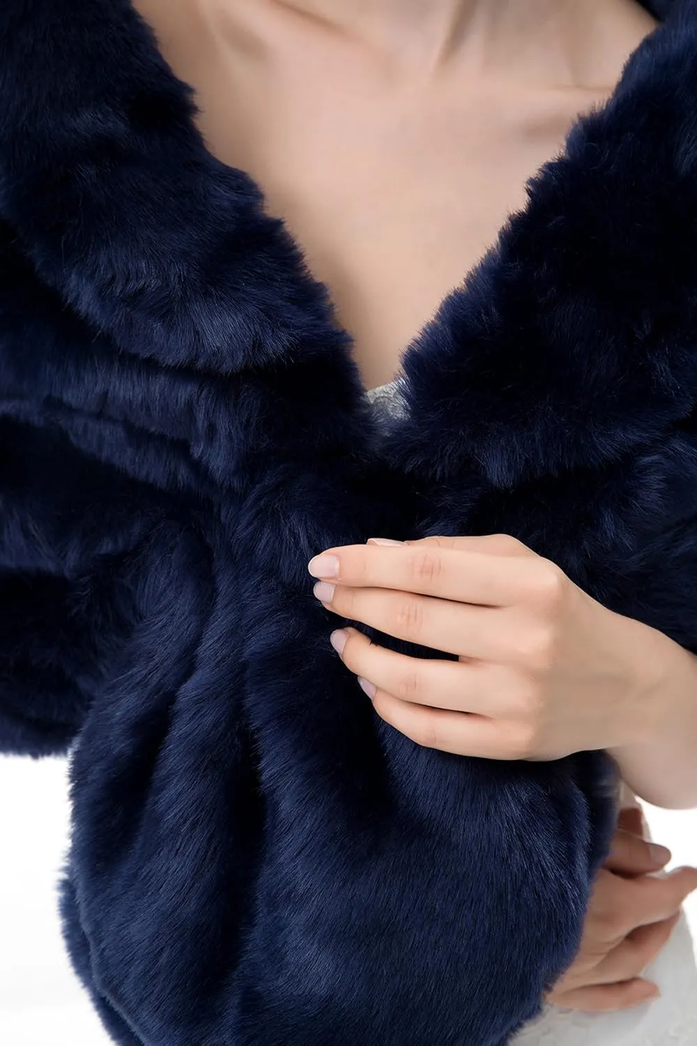 WOWBRIDAL Women's Winter Warm Faux Fur Shawl Coat Jacket Parka Outerwear Tops