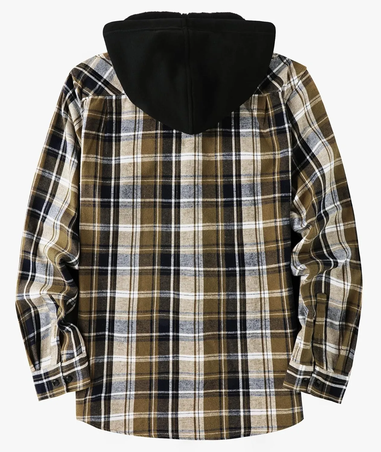 ZITY Men's Flannel Hoodie Shirts Casual Button Down Plaid Shirt Jackets for Men Long Sleeve Stylish Hooded with Pocket